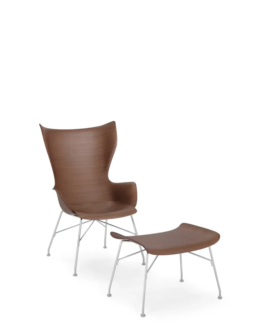 Hot Kartell K/wood basic veneer BOIS FONCÉ/CHROME