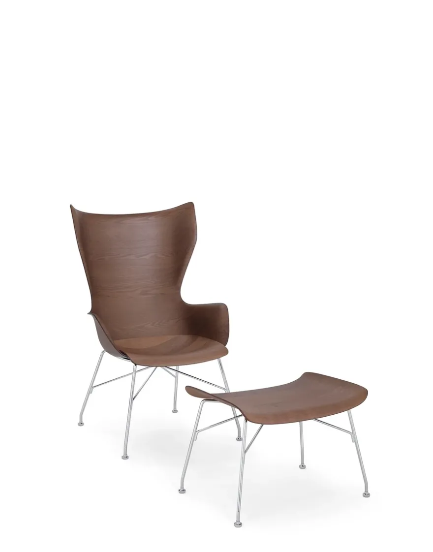 Online Kartell K/wood slatted ash BOIS FONCÉ/CHROME