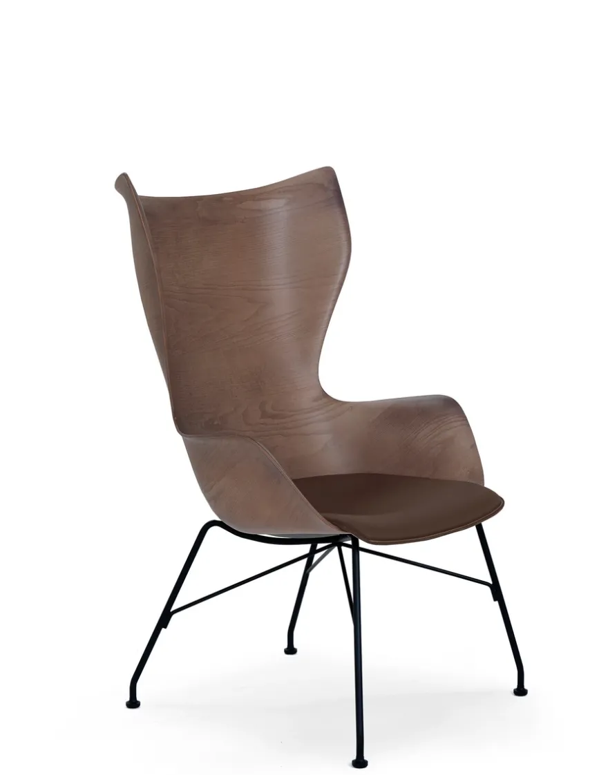 Online Kartell K/wood slatted ash/leather seat BOIS FONCÉ - SLATTED ASH/CUIR