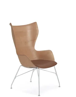 Hot Kartell K/wood slatted ash/leather seat BOIS CLAIR - SLATTED ASH/CUIR