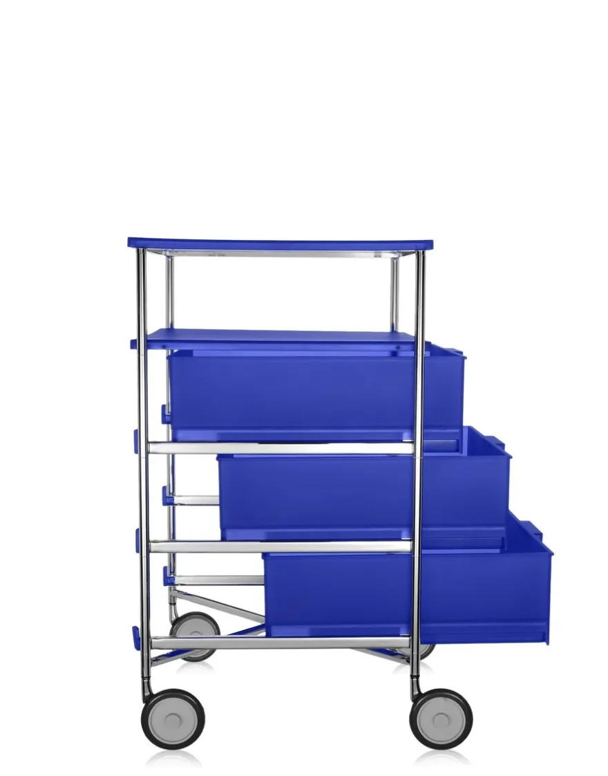 Kartell Mobil 3 tiroirs / 1 étagère avec roulettes BLEU COBALT