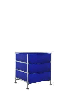 Outlet Kartell Mobil 3 tiroirs sur pieds BLEU COBALT