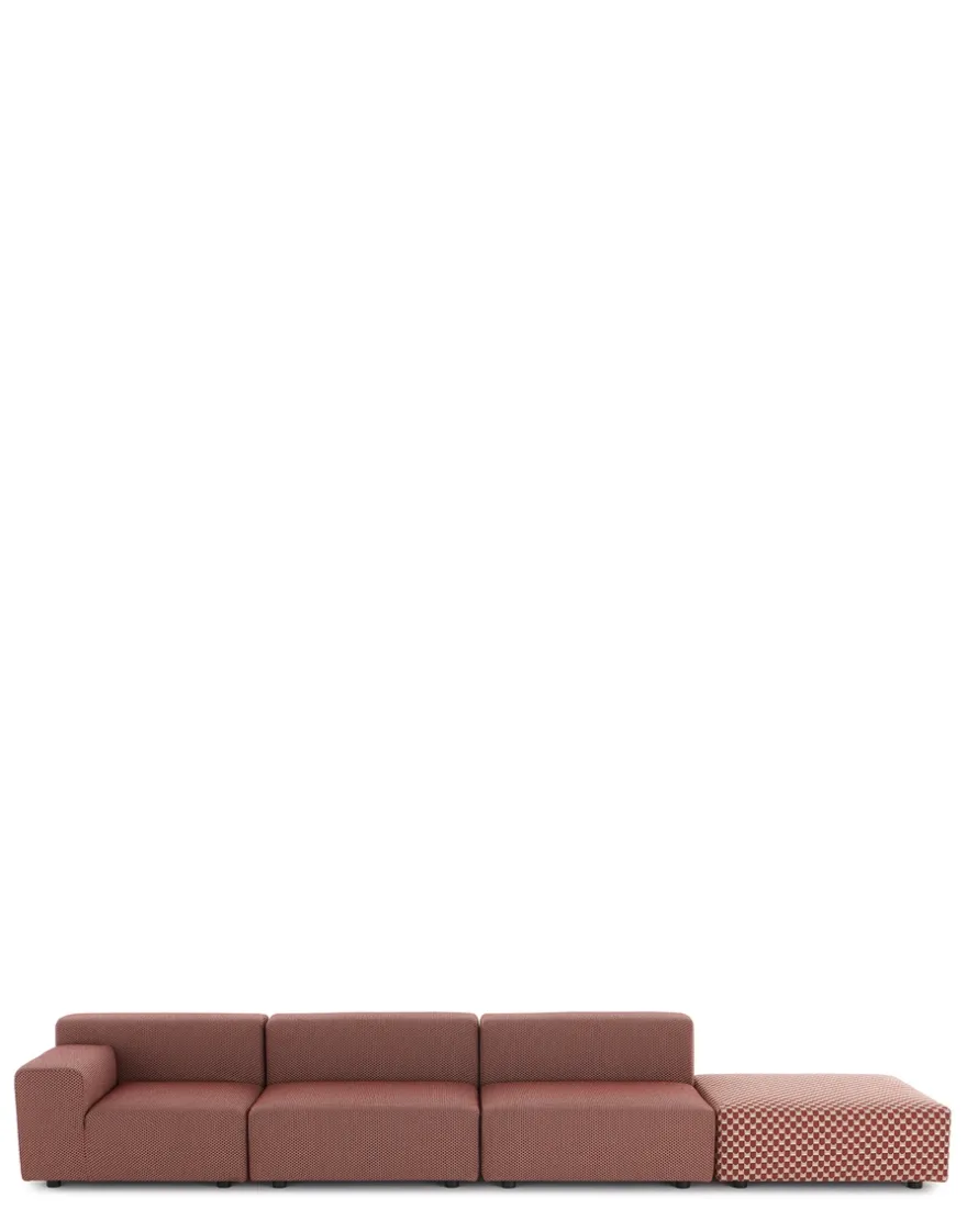 Clearance Kartell Plastics outdoor liberty 3 places + 1 pouf obi check ROUILLE