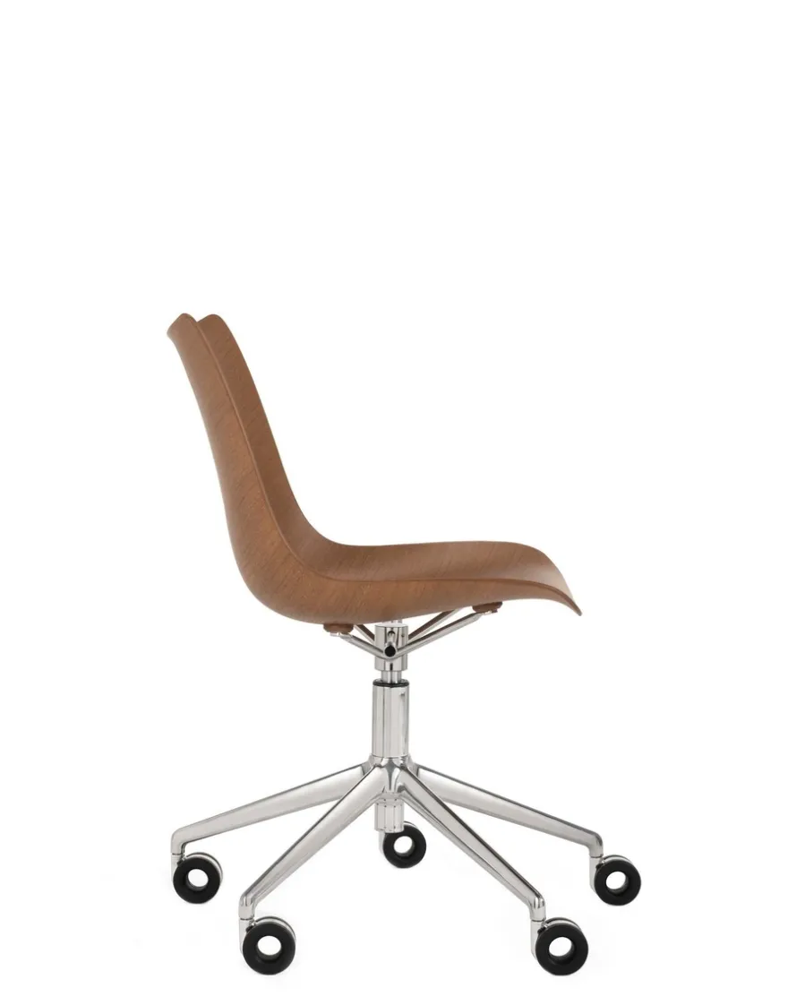 Hot Kartell P/wood basic veneer BOIS FONCÉ/CHROME