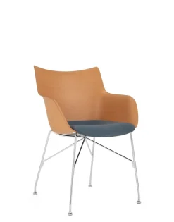 Clearance Kartell Q/wood soft BOIS CLAIR/CHROME/BLEU CLAIR