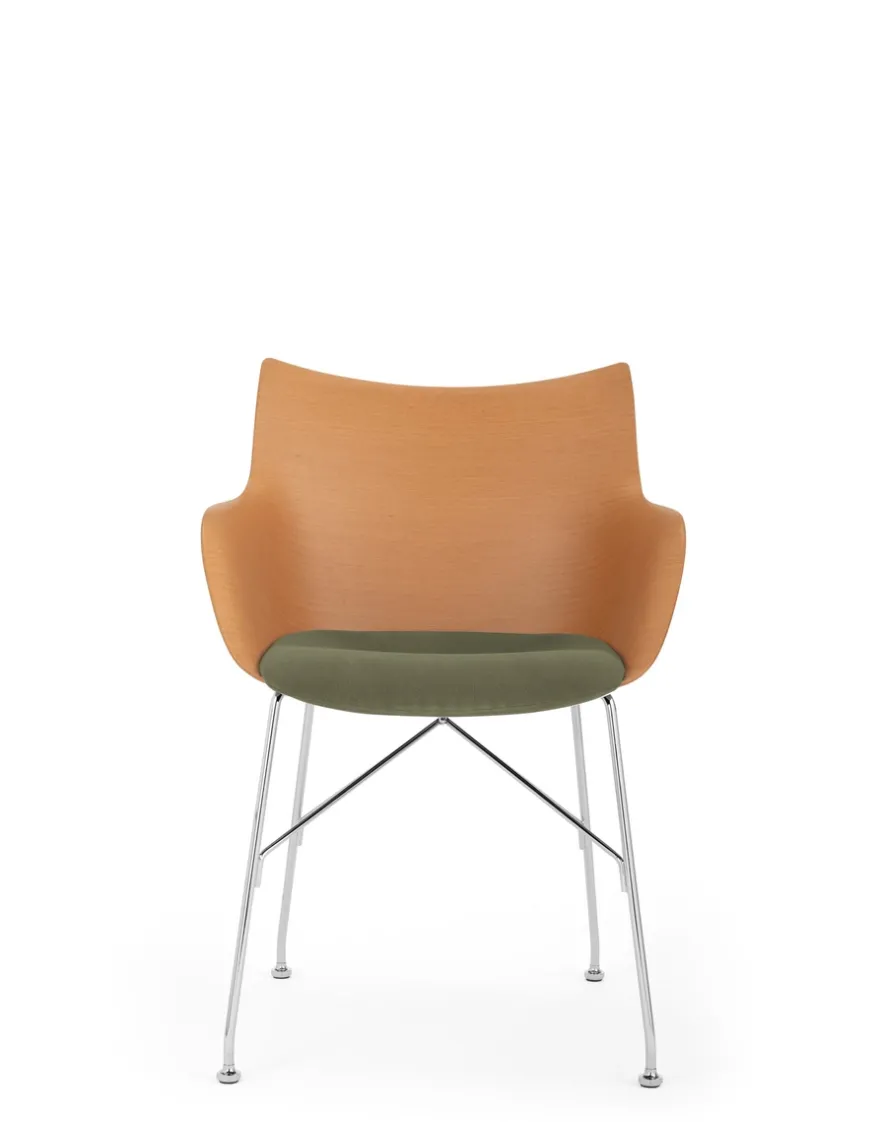 Clearance Kartell Q/wood soft BOIS CLAIR/CHROME/VERT
