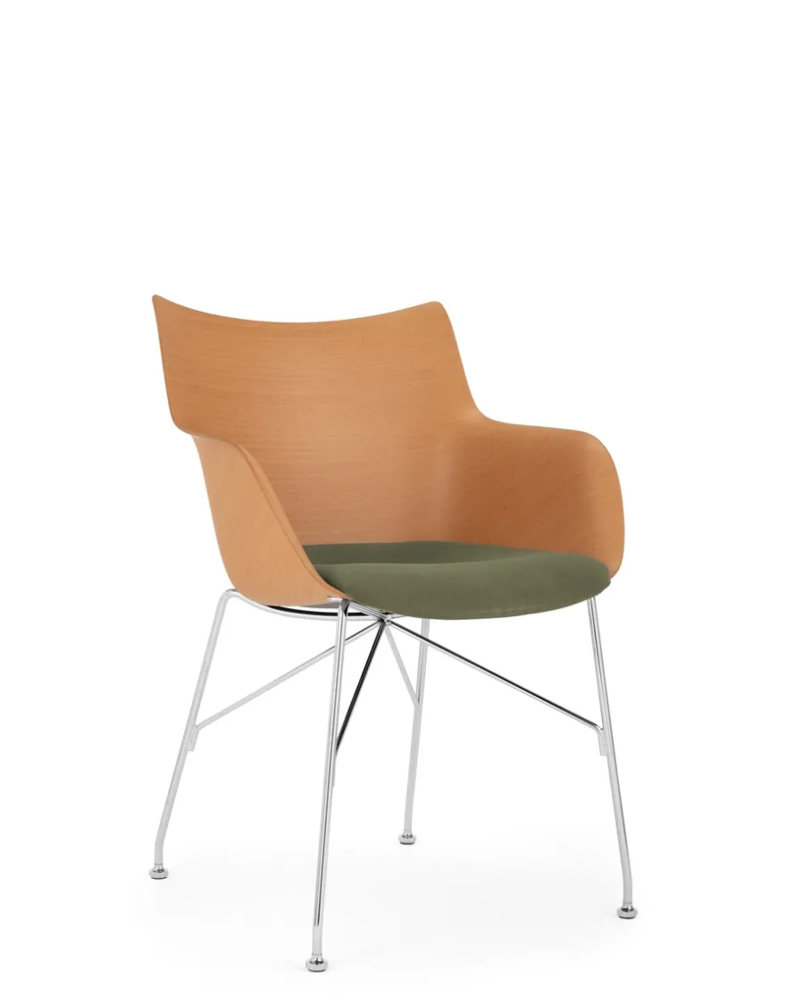Clearance Kartell Q/wood soft BOIS CLAIR/CHROME/VERT