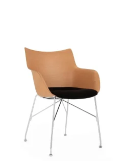Sale Kartell Q/wood soft BOIS CLAIR/CHROME/NOIR