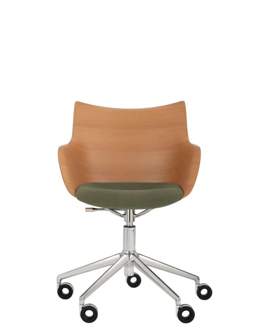 New Kartell Q/wood wheels soft BOIS CLAIR/CHROME/VERT