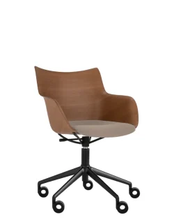Hot Kartell Q/wood wheels soft BOIS FONCÉ/NOIR/ECRÙ
