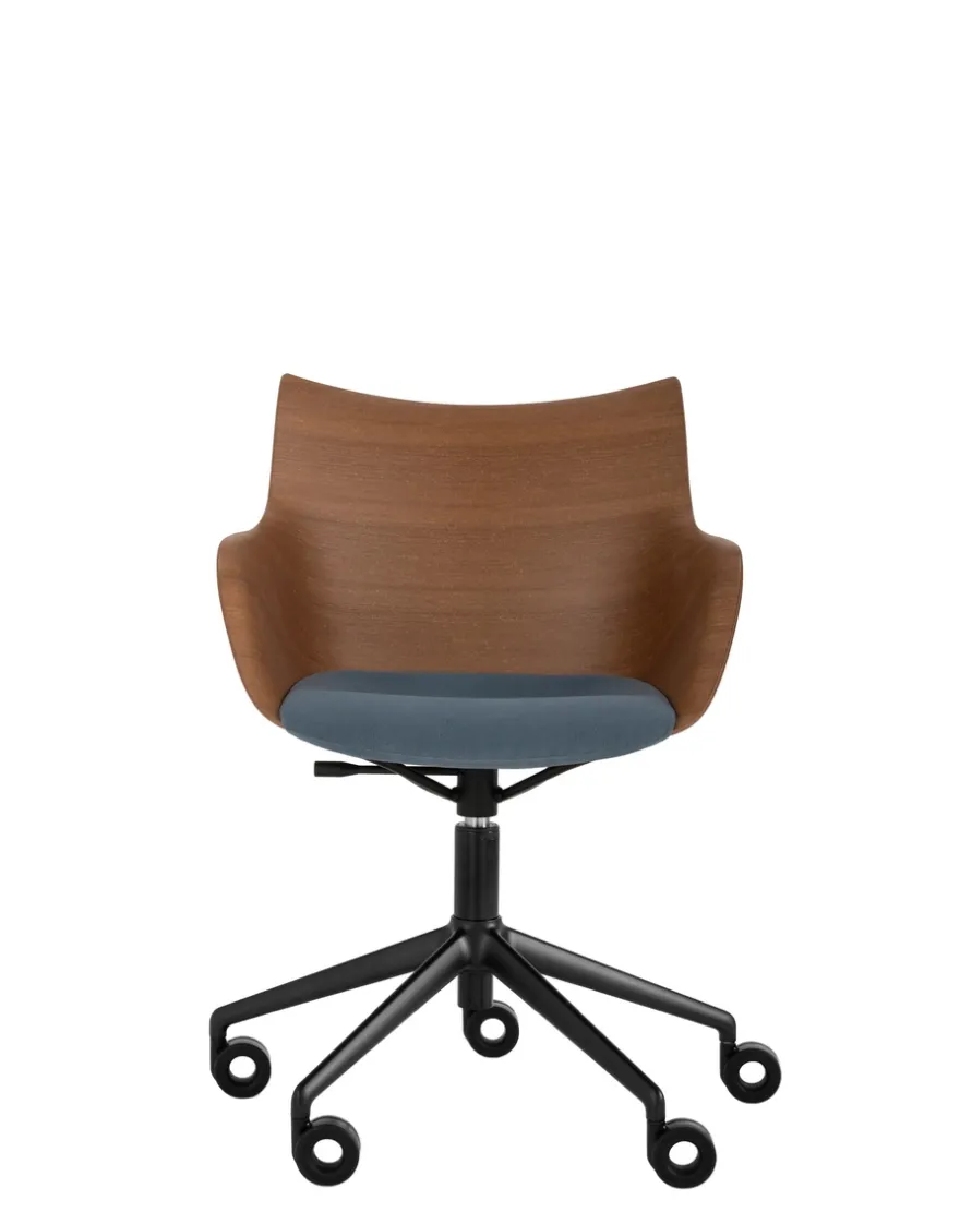 Sale Kartell Q/wood wheels soft BOIS FONCÉ/NOIR/BLEU CLAIR
