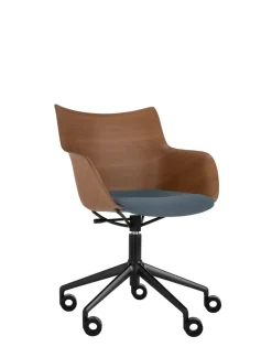 Sale Kartell Q/wood wheels soft BOIS FONCÉ/NOIR/BLEU CLAIR