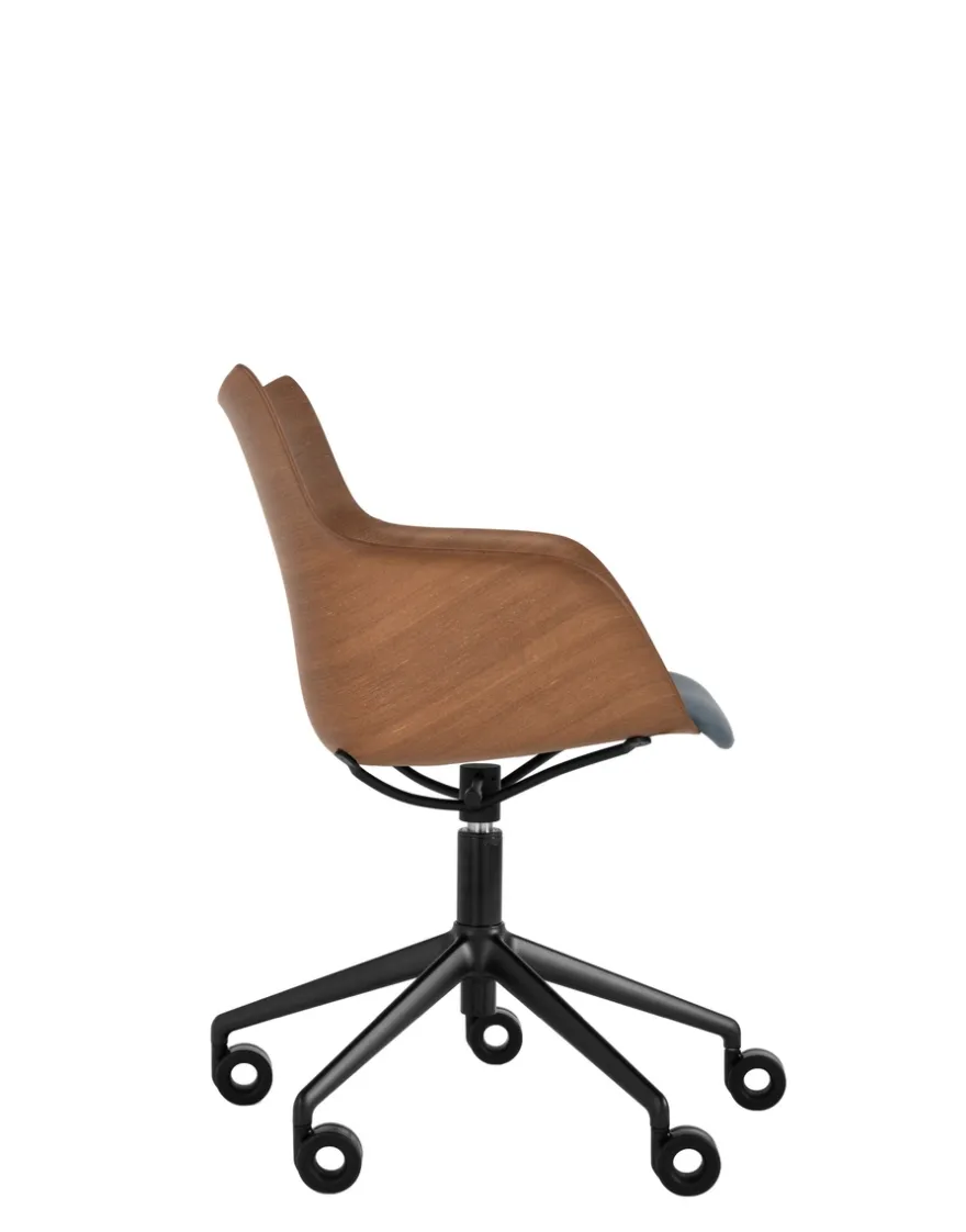Sale Kartell Q/wood wheels soft BOIS FONCÉ/NOIR/BLEU CLAIR