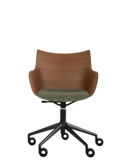 Clearance Kartell Q/wood wheels soft BOIS FONCÉ/NOIR/VERT