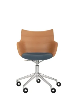 Online Kartell Q/wood wheels soft BOIS CLAIR/CHROME/BLEU CLAIR