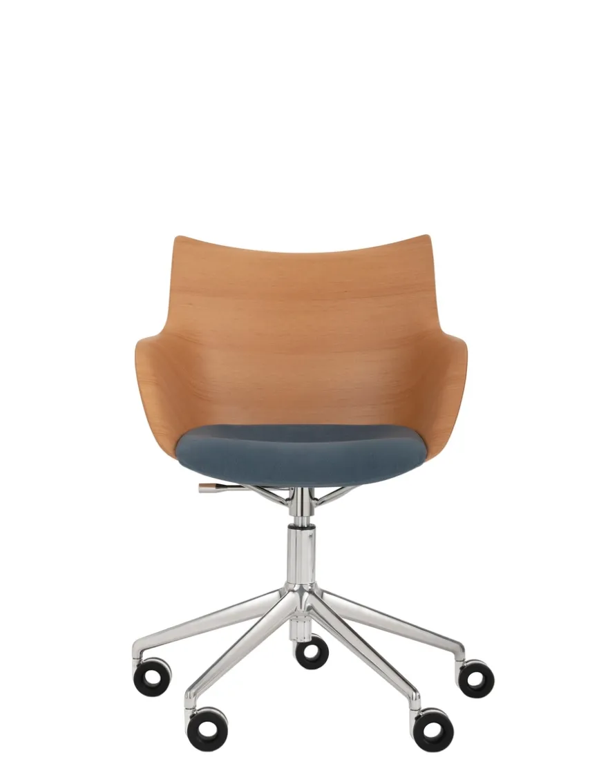 Online Kartell Q/wood wheels soft BOIS CLAIR/CHROME/BLEU CLAIR