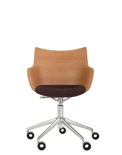 Best Kartell Q/wood wheels soft BOIS CLAIR/CHROME/MARRON