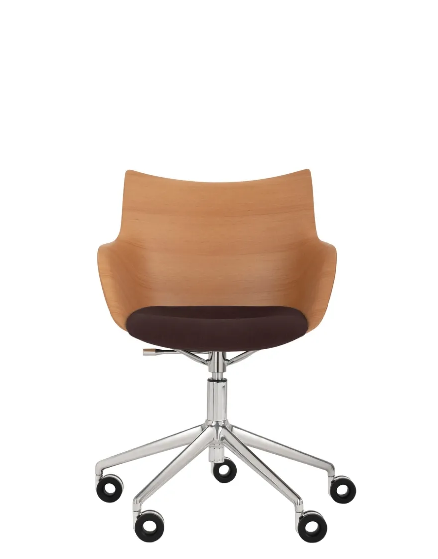 Best Kartell Q/wood wheels soft BOIS CLAIR/CHROME/MARRON