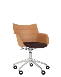 Best Kartell Q/wood wheels soft BOIS CLAIR/CHROME/MARRON