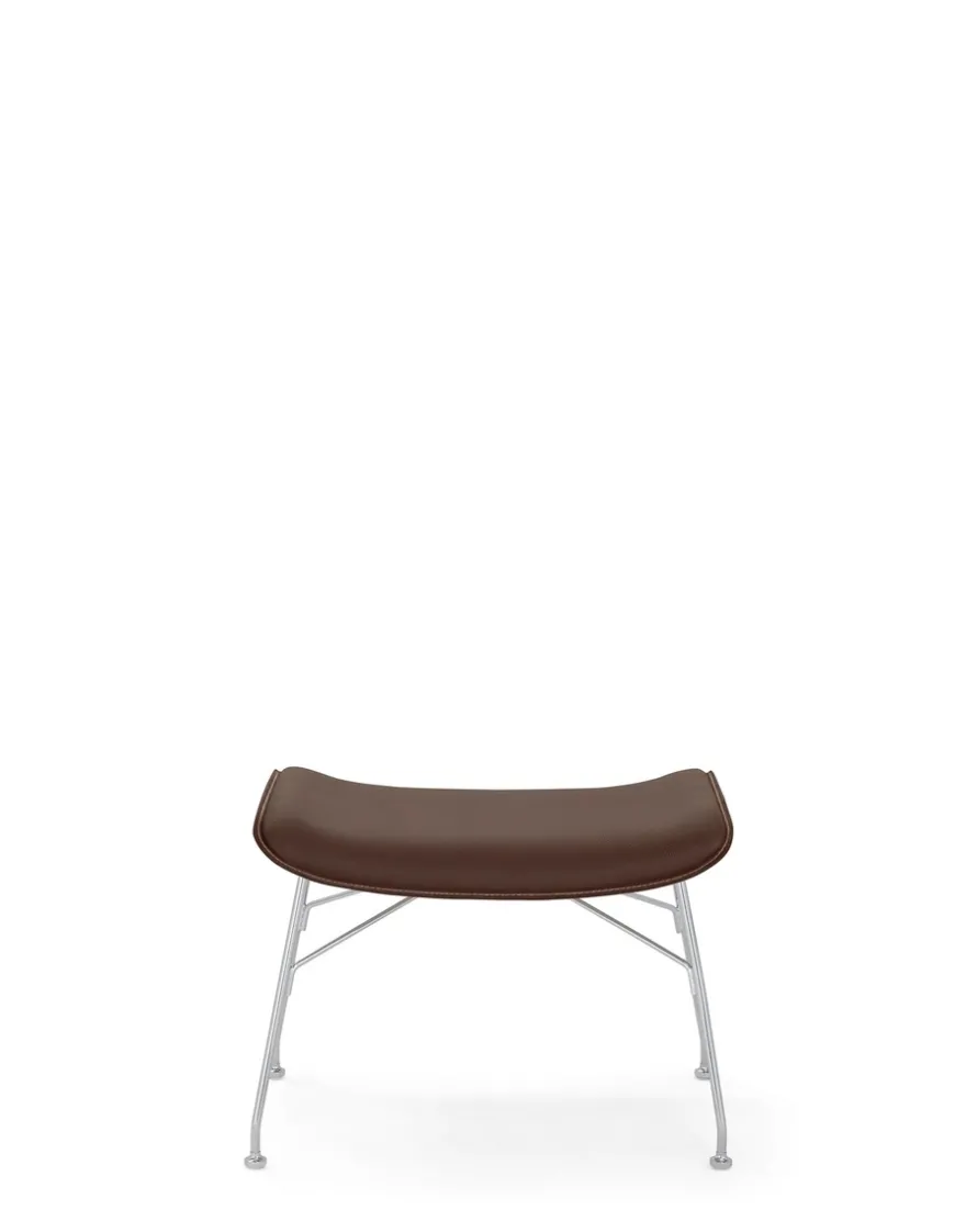 Outlet Kartell S/wood slatted ash/leather seat BOIS FONCÉ/CHROME