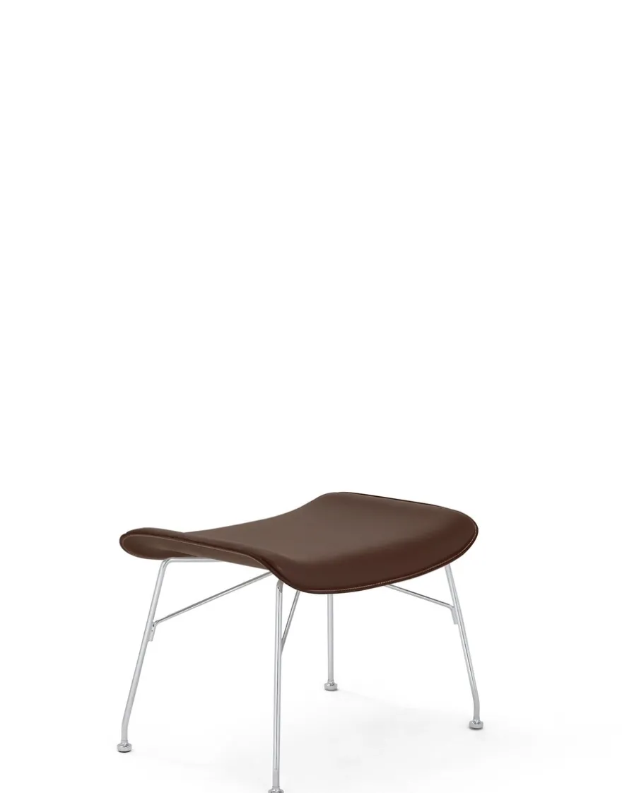 Outlet Kartell S/wood slatted ash/leather seat BOIS FONCÉ/CHROME